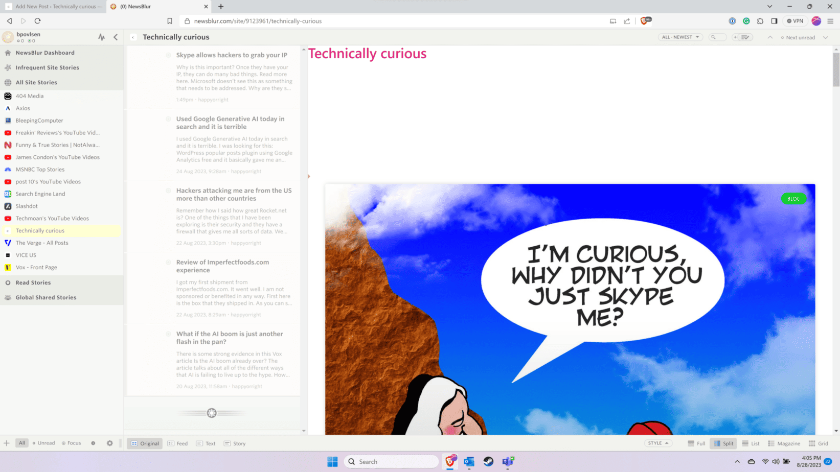 RSS reader newsblur screenshot
