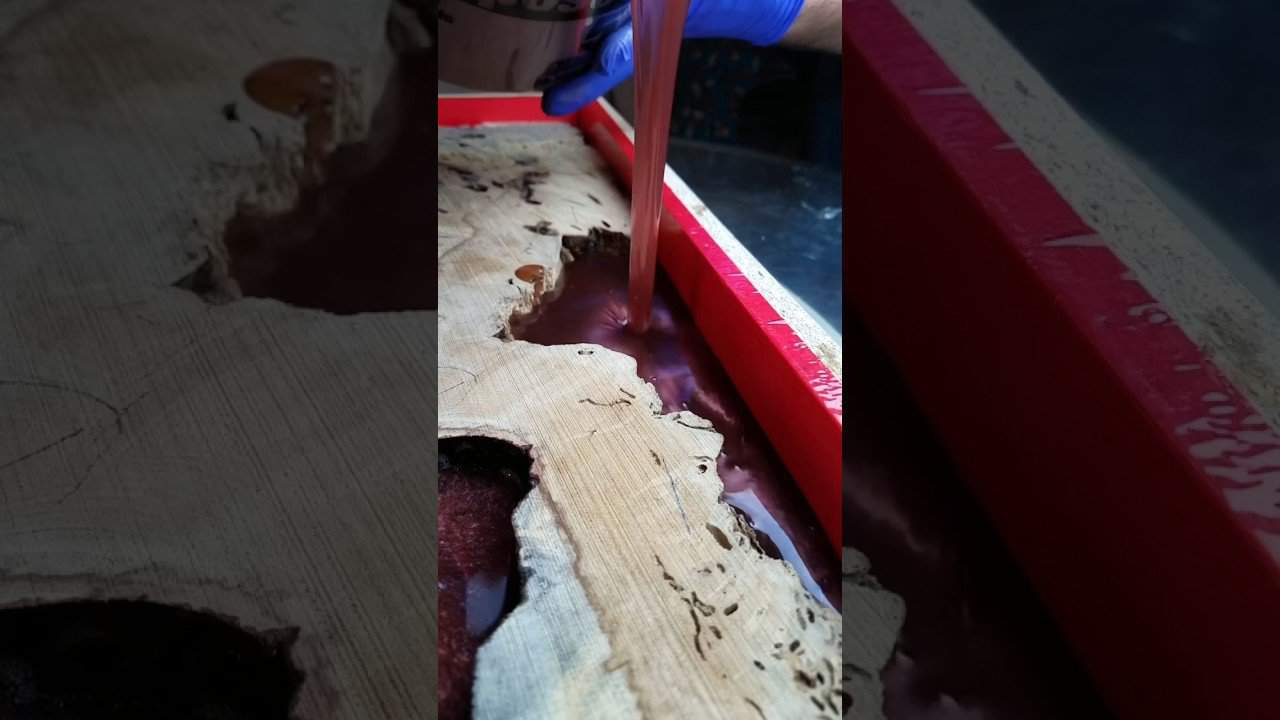 Buckeye burl and wine red epoxy #shorts#woodworking