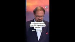 Obama responded to heckler republican silences and removes them – oh they are a veteran as well