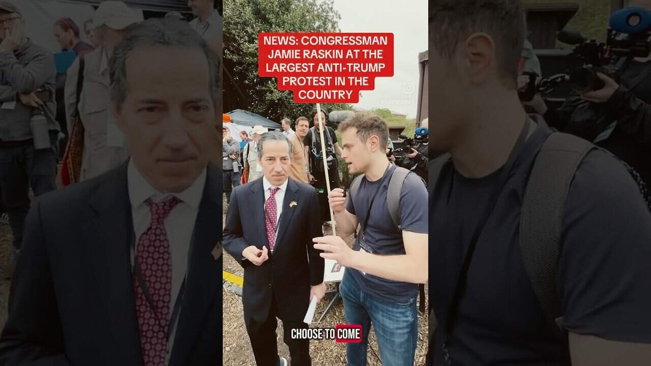 Exclusive: jamie raskin at largest anti trump protest in usa
